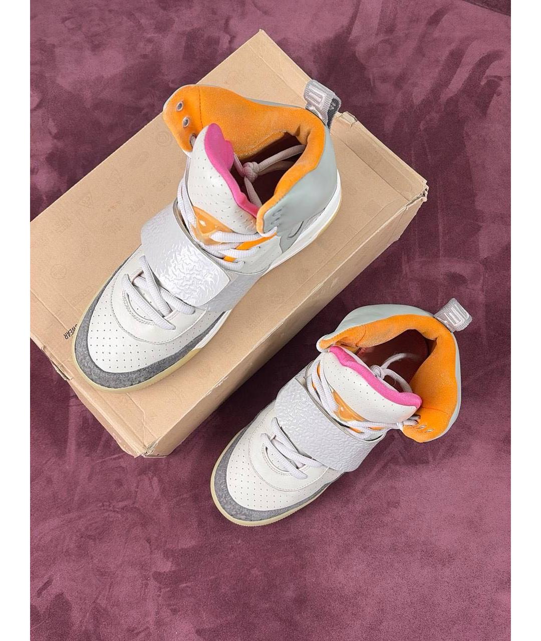 NIKE Серые кожаные высокие кроссовки / кеды, фото 5