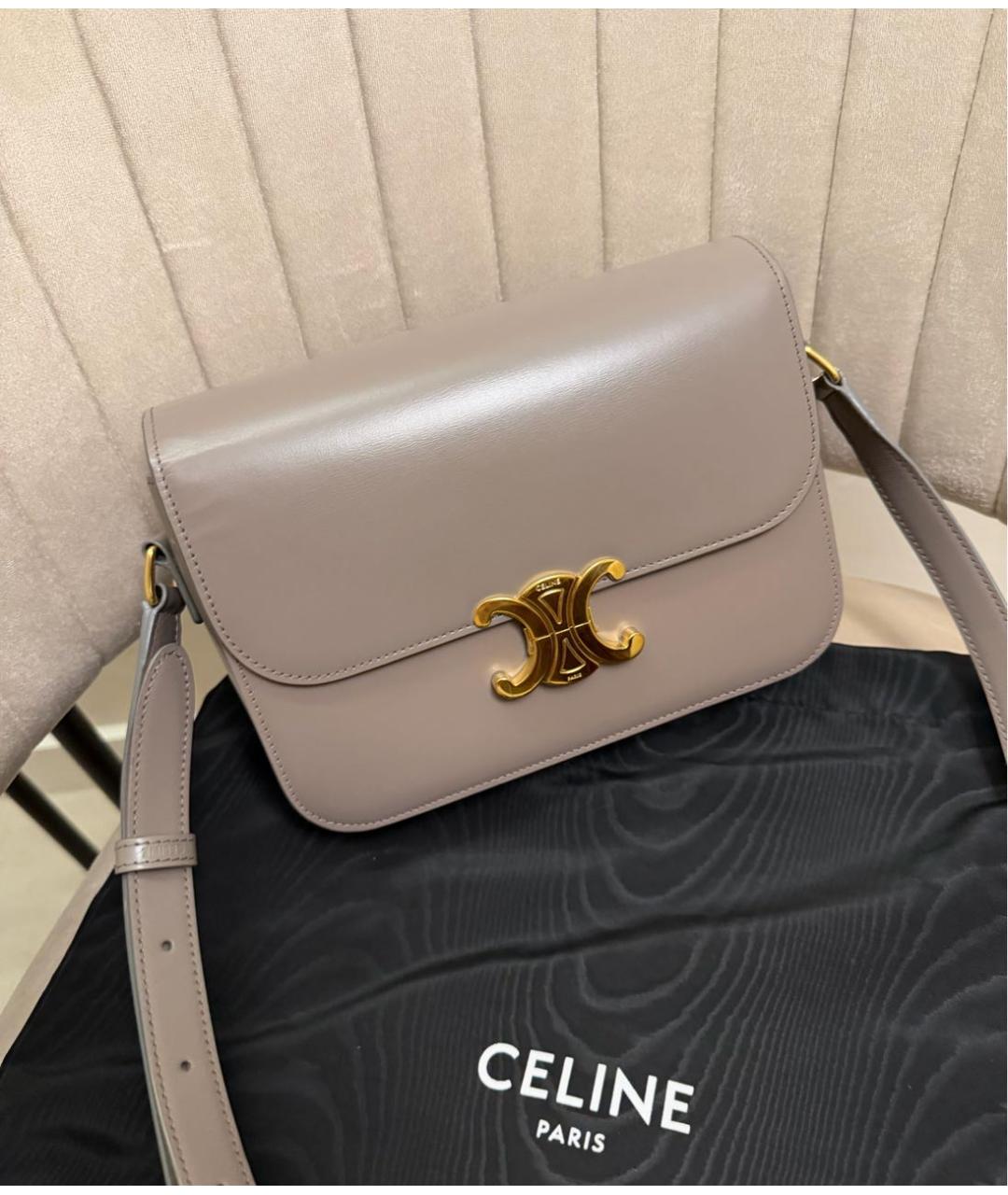 CELINE Бежевая кожаная сумка через плечо, фото 2