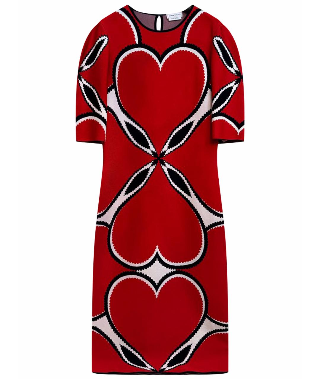ALEXANDER MCQUEEN Красное вискозное повседневное платье, фото 1