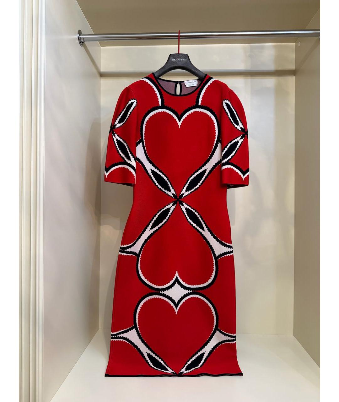 ALEXANDER MCQUEEN Красное вискозное повседневное платье, фото 5