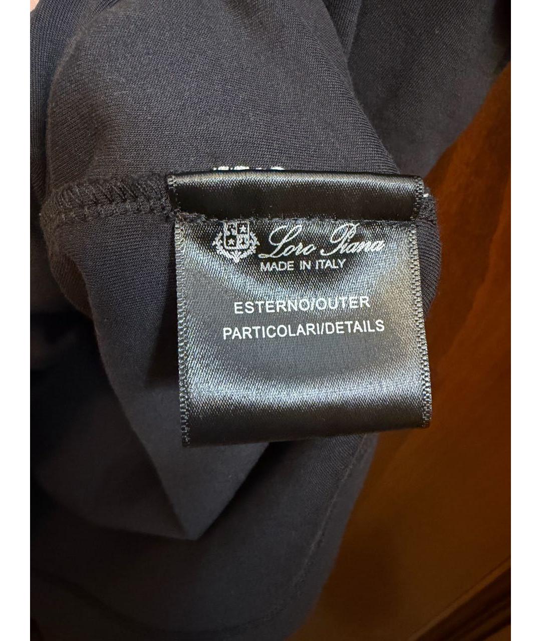 LORO PIANA Черная хлопковая футболка, фото 6
