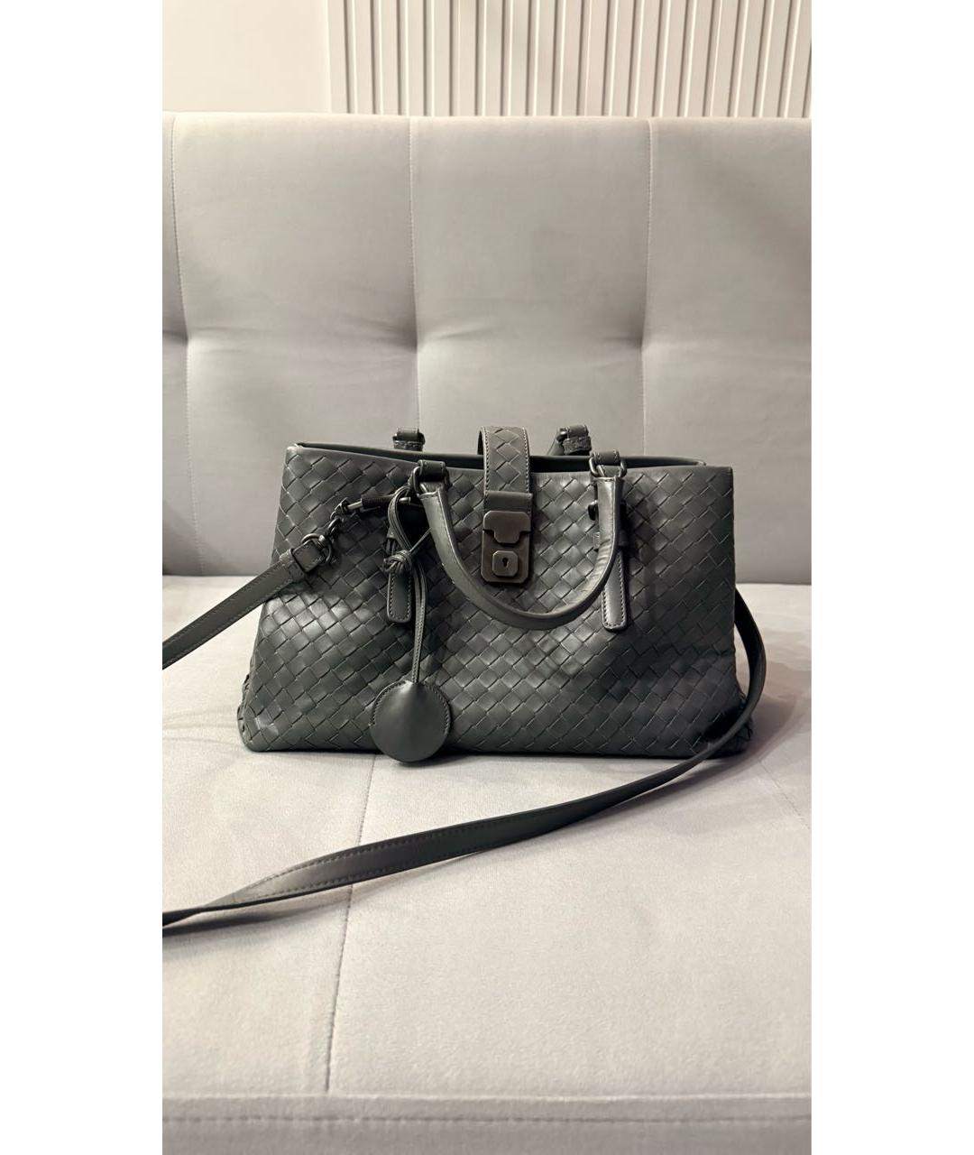 BOTTEGA VENETA Антрацитовая кожаная сумка тоут, фото 8