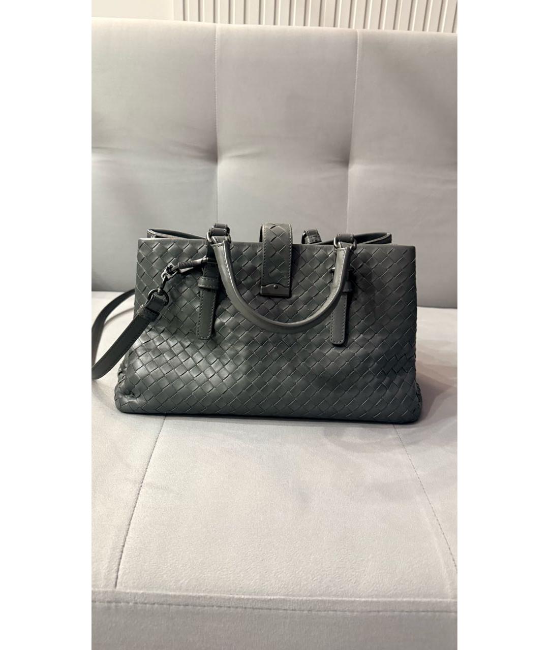 BOTTEGA VENETA Антрацитовая кожаная сумка тоут, фото 3