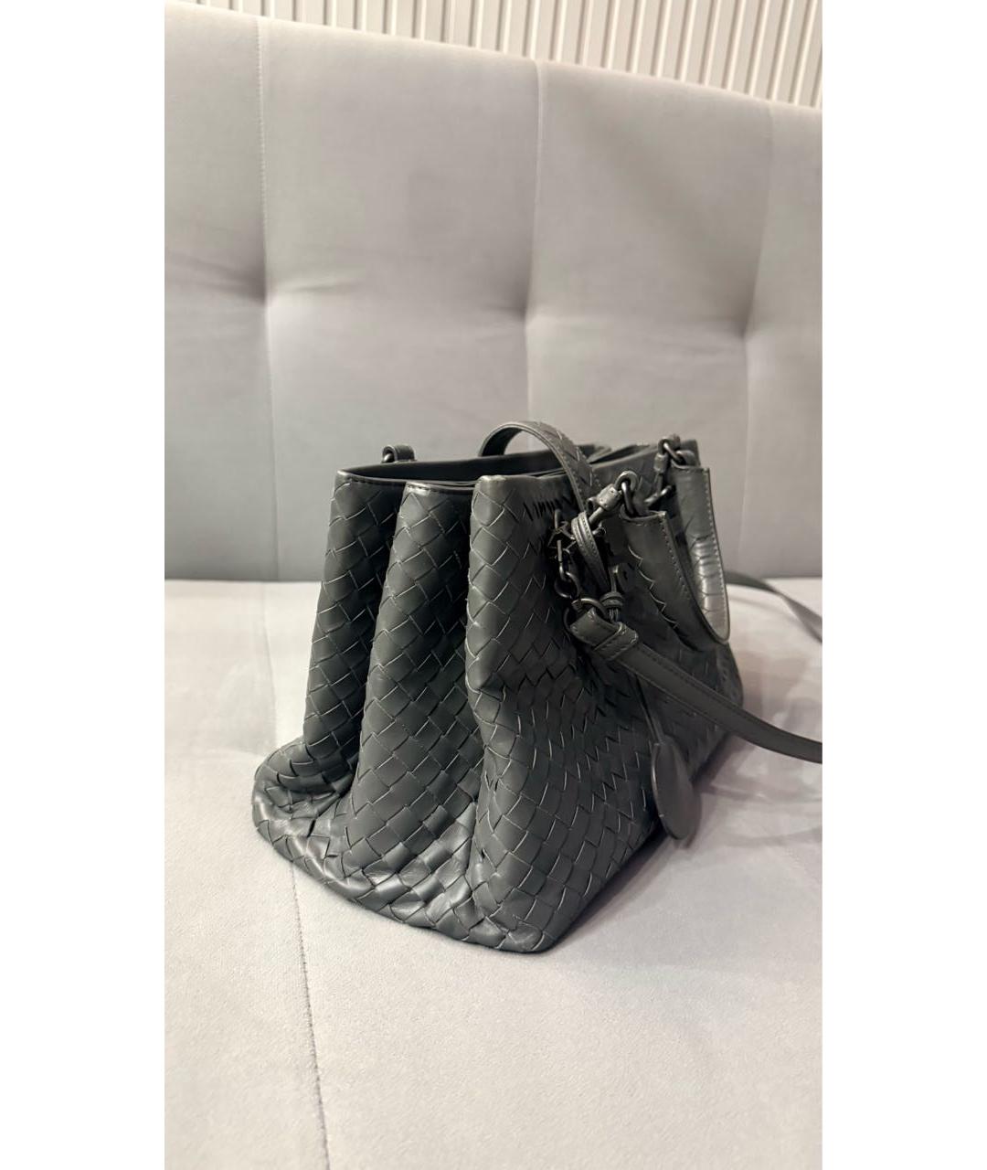 BOTTEGA VENETA Антрацитовая кожаная сумка тоут, фото 2
