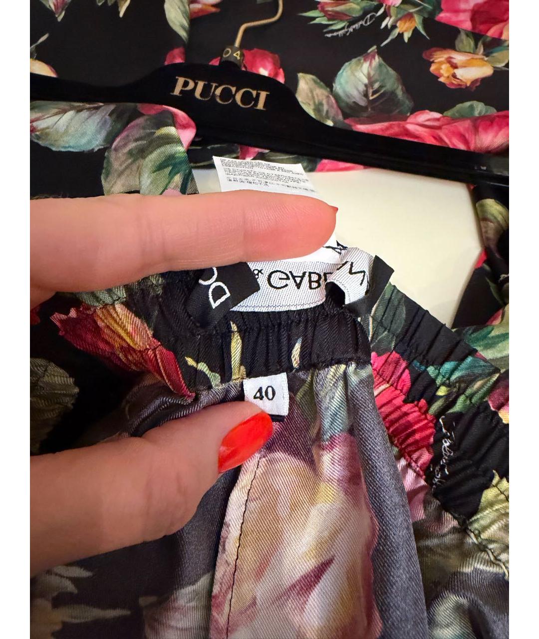 DOLCE&GABBANA Мульти шелковые брюки широкие, фото 3