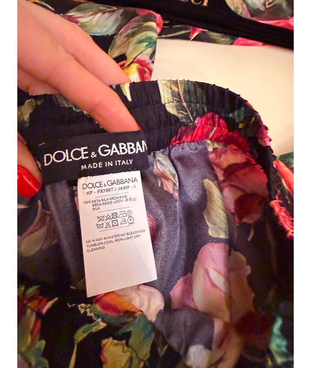 DOLCE&GABBANA Мульти шелковые брюки широкие, фото 4