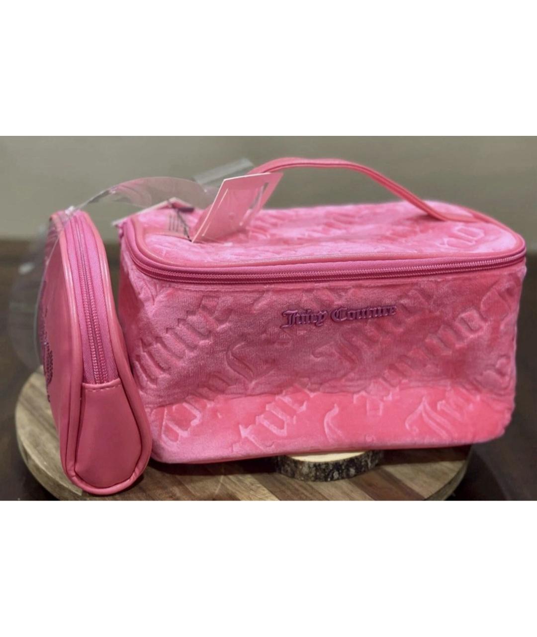 JUICY COUTURE Розовая бархатная косметичка, фото 4