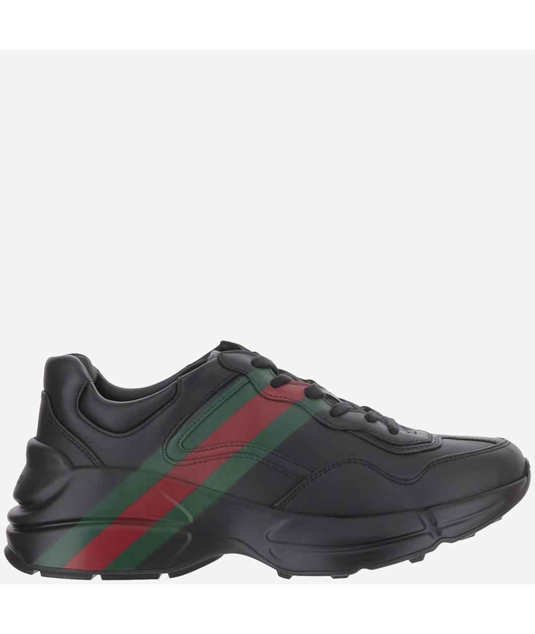 GUCCI Черные кожаные низкие кроссовки / кеды, фото 6