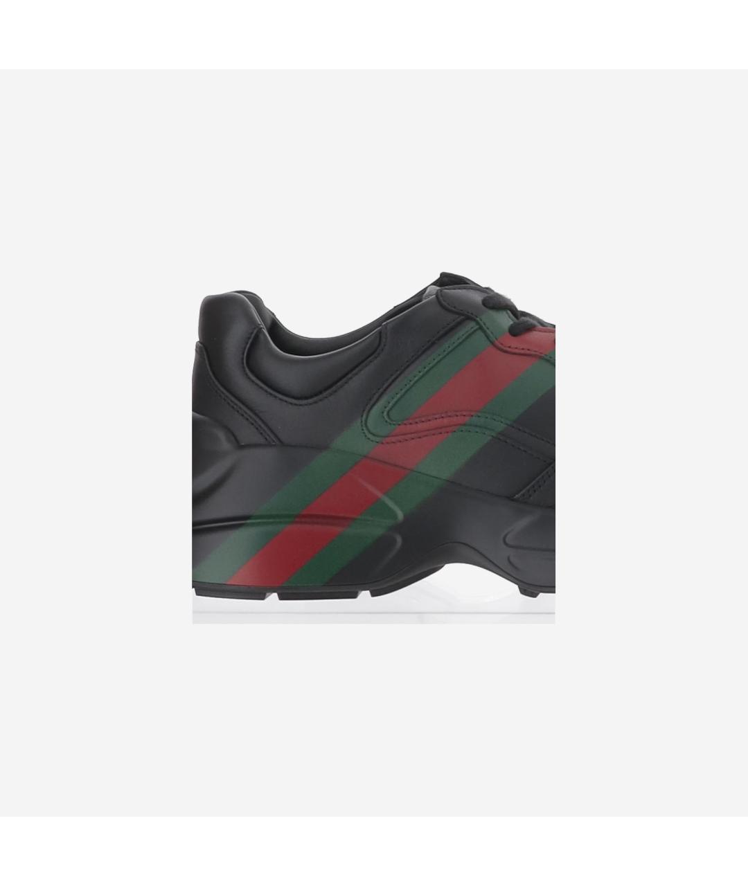 GUCCI Черные кожаные низкие кроссовки / кеды, фото 5