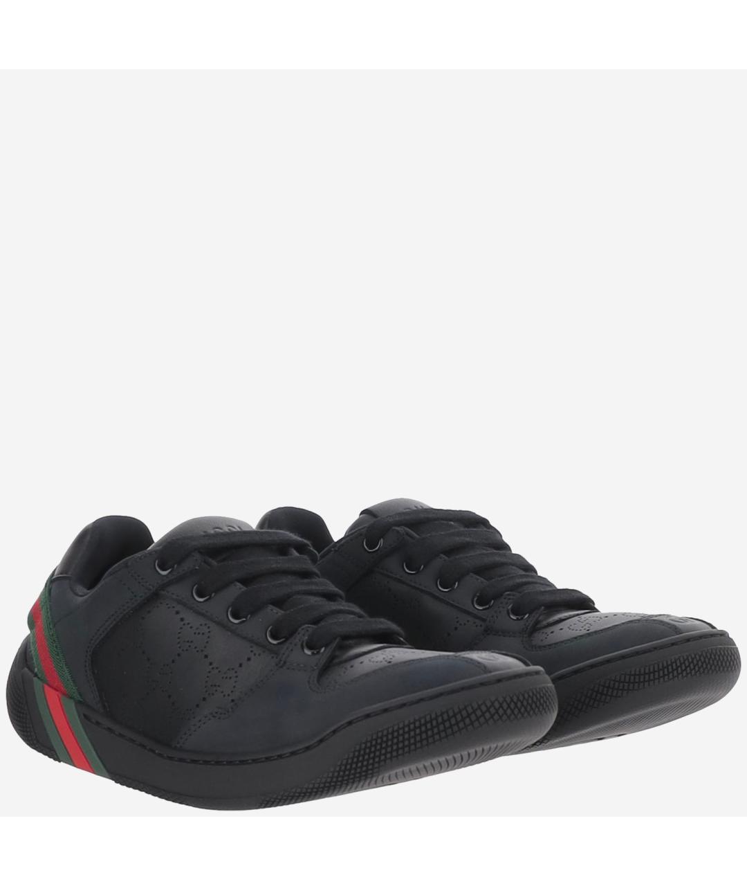 GUCCI Черные кожаные кроссовки, фото 3