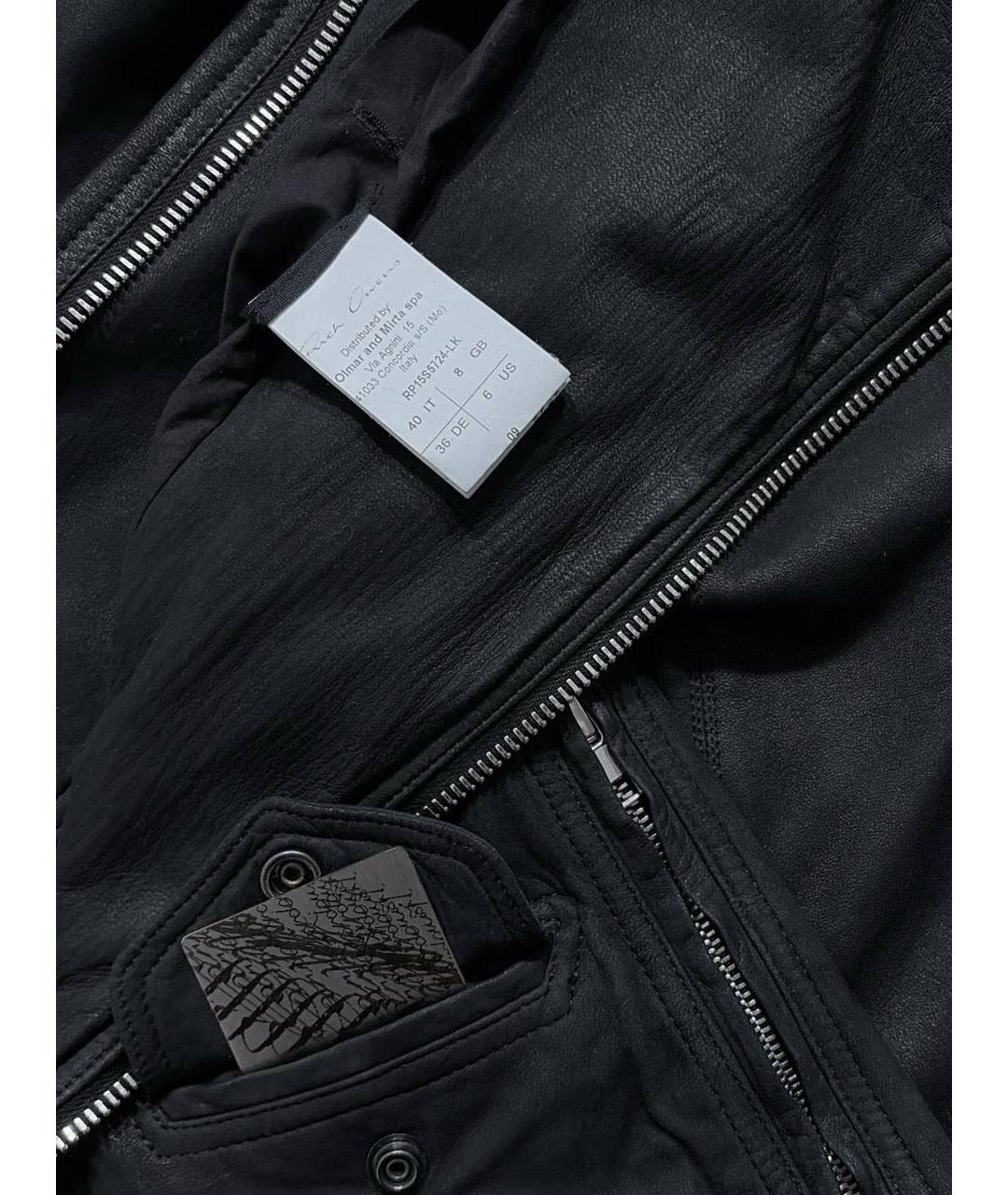 RICK OWENS Черная кожаная куртка, фото 5