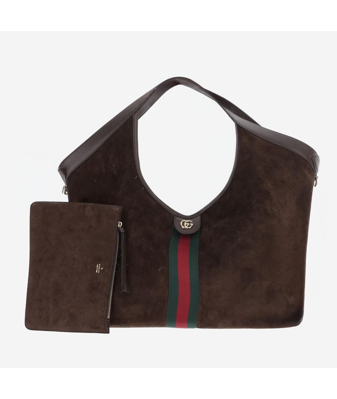 GUCCI Коричневая замшевая сумка тоут, фото 3