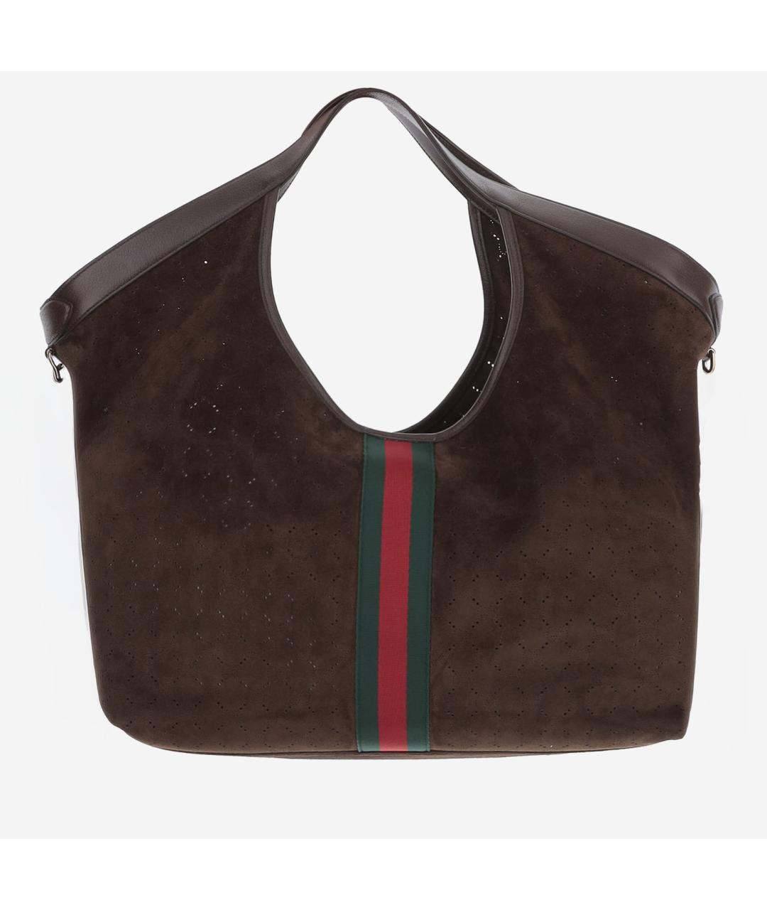 GUCCI Коричневая замшевая сумка тоут, фото 4