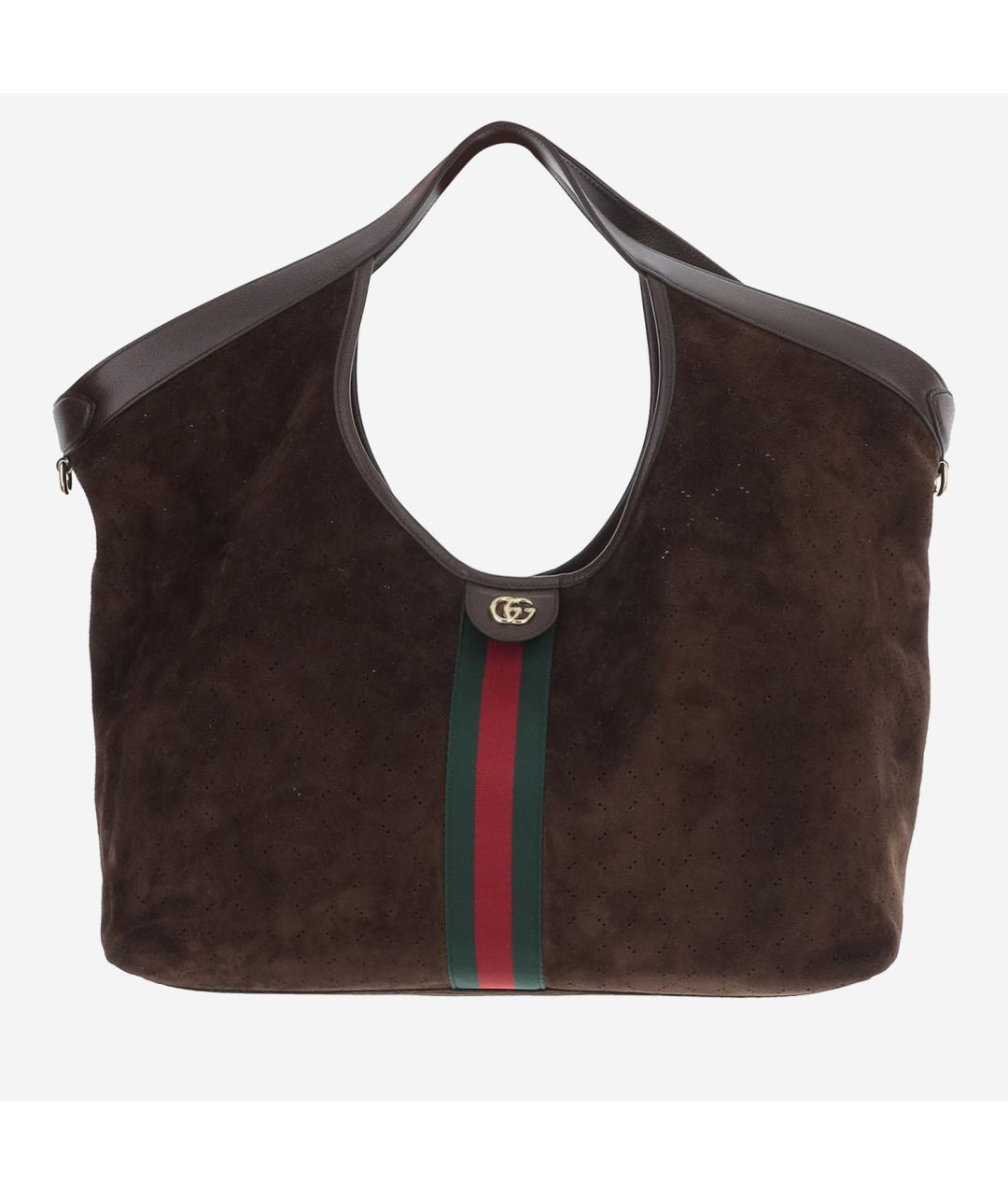 GUCCI Коричневая замшевая сумка тоут, фото 6