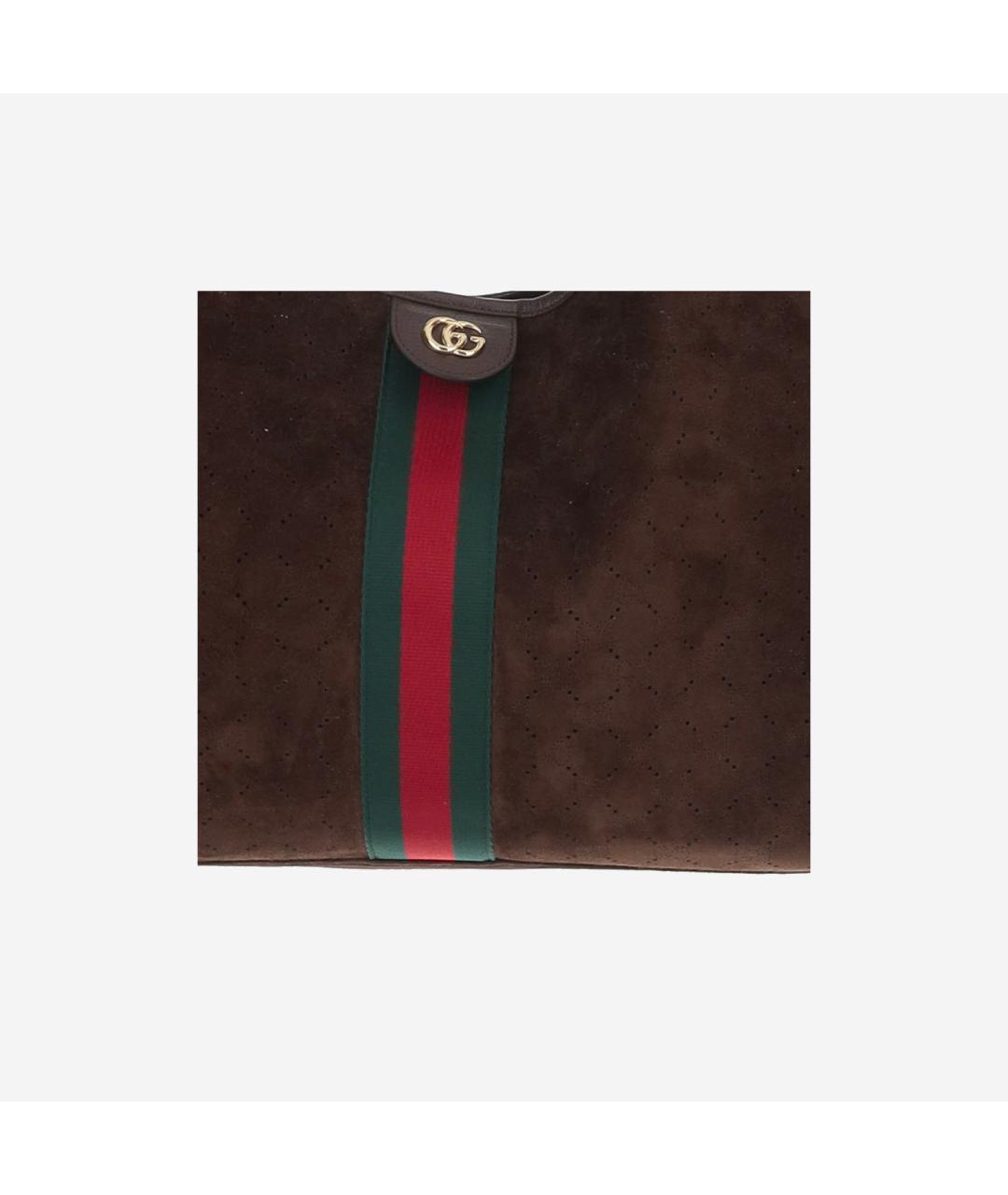 GUCCI Коричневая замшевая сумка тоут, фото 5