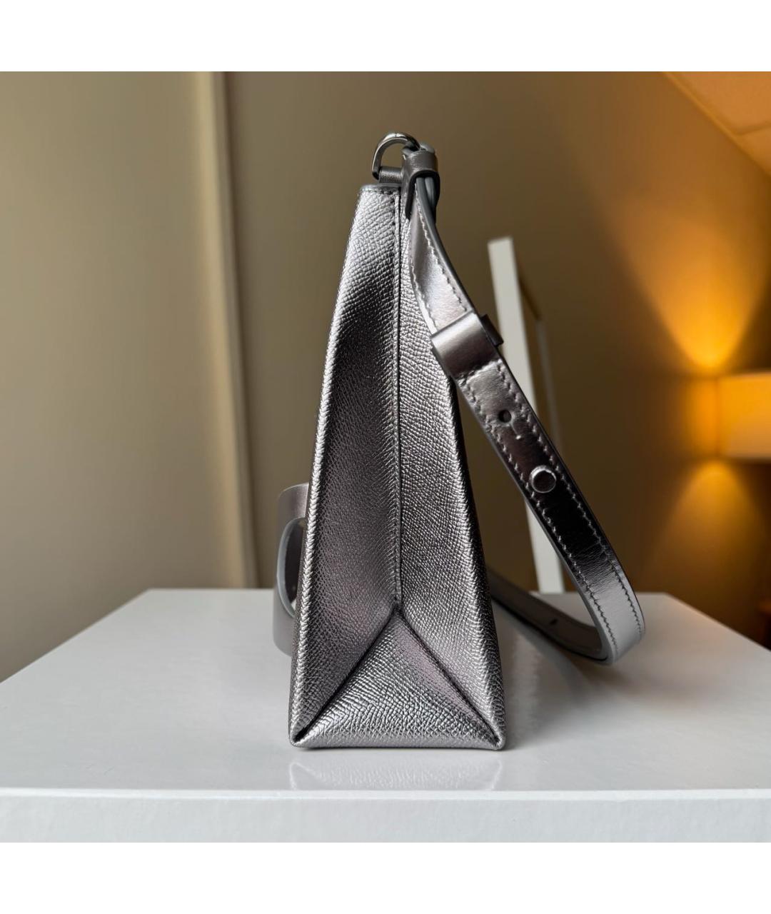 MAISON MARGIELA Серебряная кожаная сумка тоут, фото 4