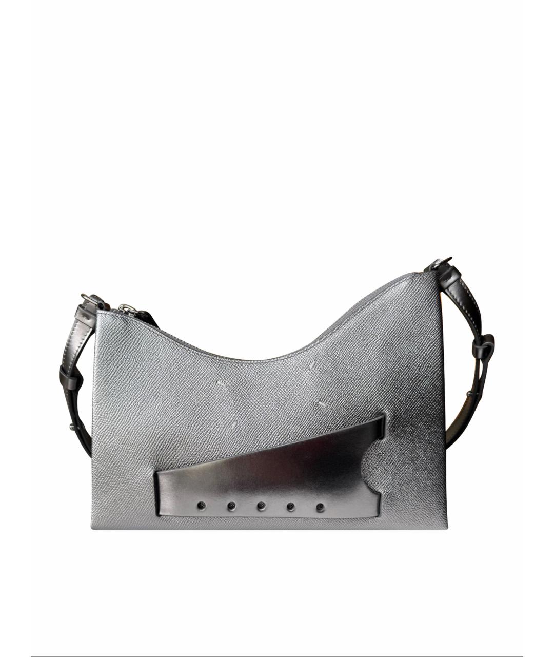 MAISON MARGIELA Серебряная кожаная сумка тоут, фото 1