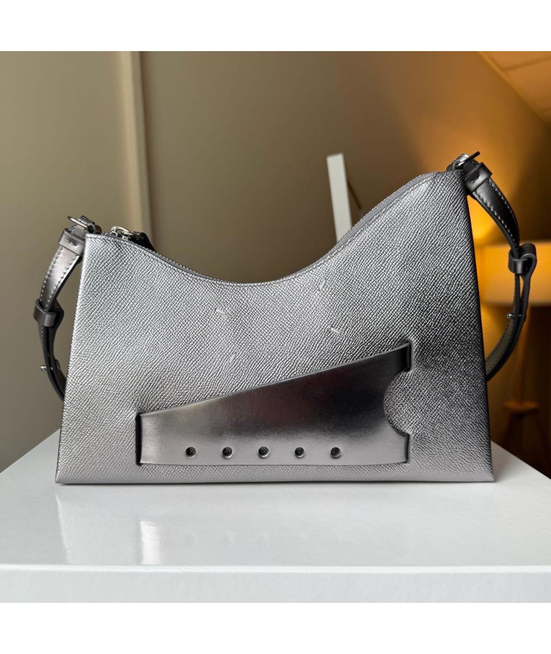 MAISON MARGIELA Серебряная кожаная сумка тоут, фото 9