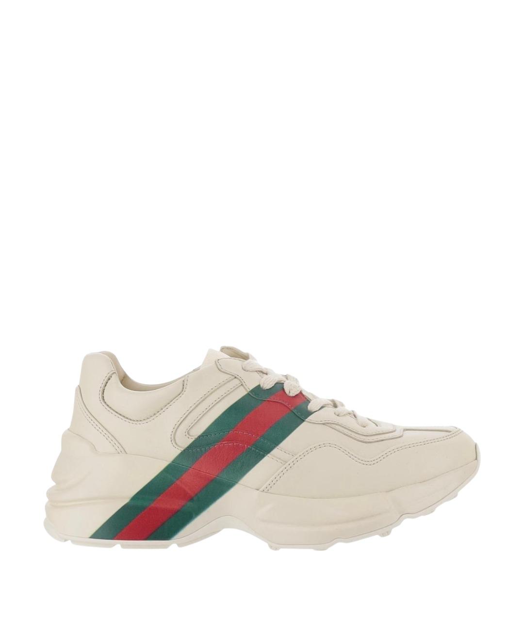 GUCCI Бежевые кожаные кроссовки, фото 1