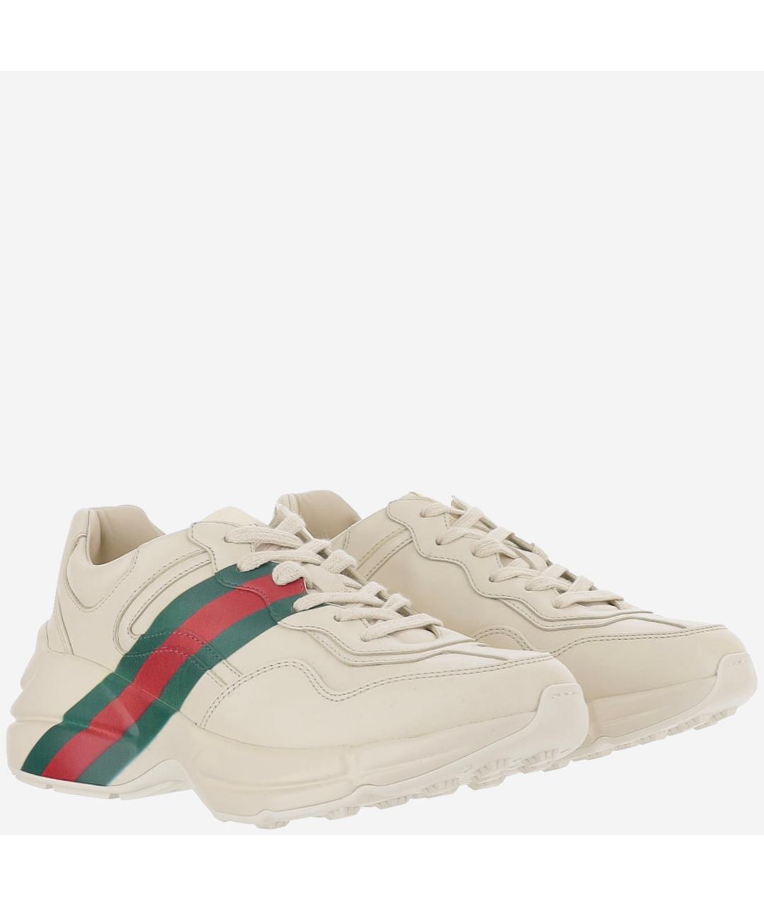 GUCCI Бежевые кожаные кроссовки, фото 3