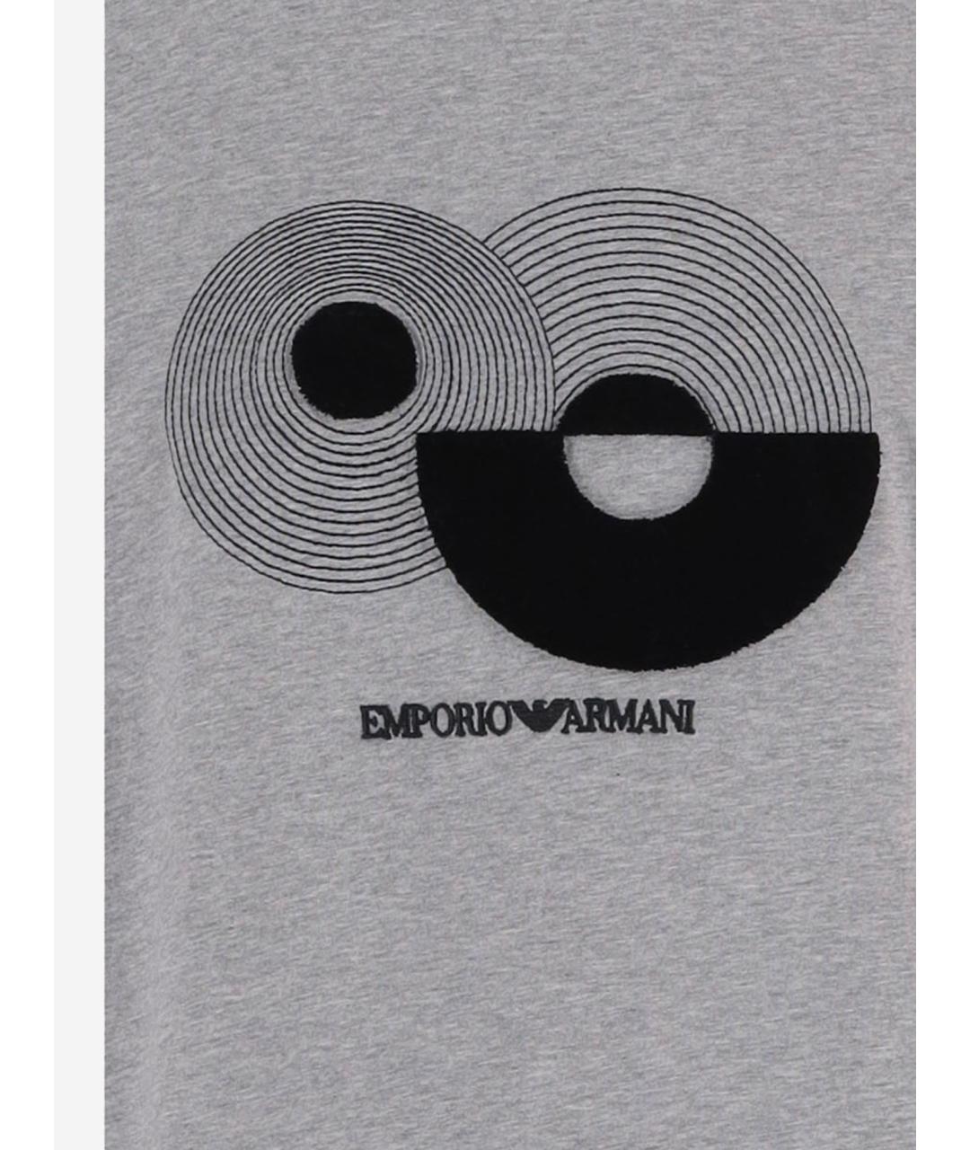 EMPORIO ARMANI Серая хлопковая футболка, фото 3
