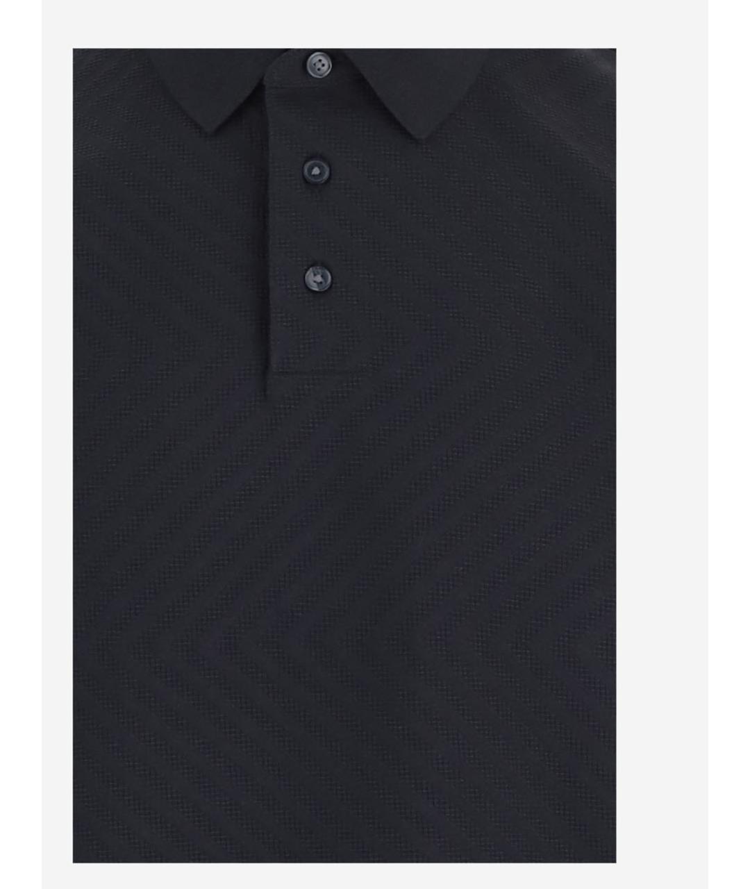 EMPORIO ARMANI Черное хлопковое поло с коротким рукавом, фото 3