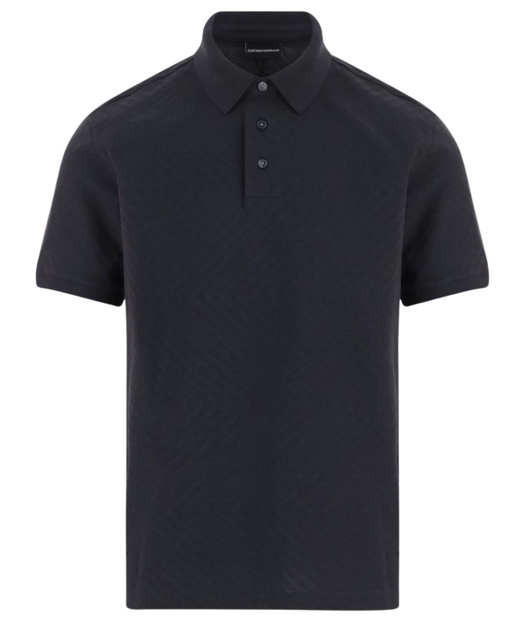 EMPORIO ARMANI Черное хлопковое поло с коротким рукавом, фото 1