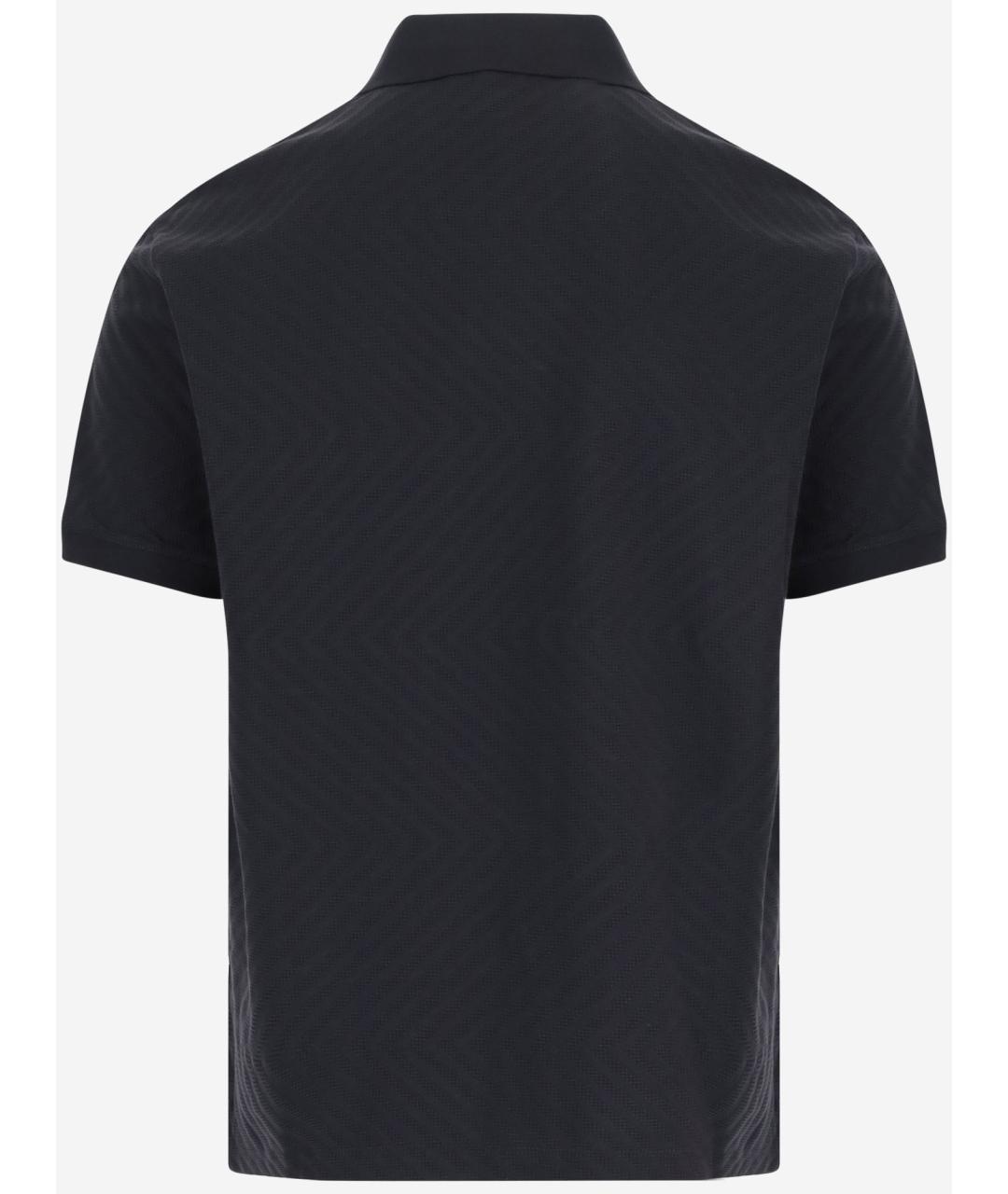 EMPORIO ARMANI Черное хлопковое поло с коротким рукавом, фото 2