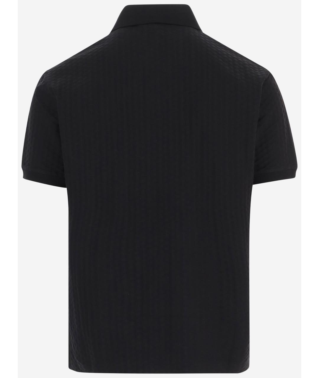 EMPORIO ARMANI Черное хлопковое поло с коротким рукавом, фото 2