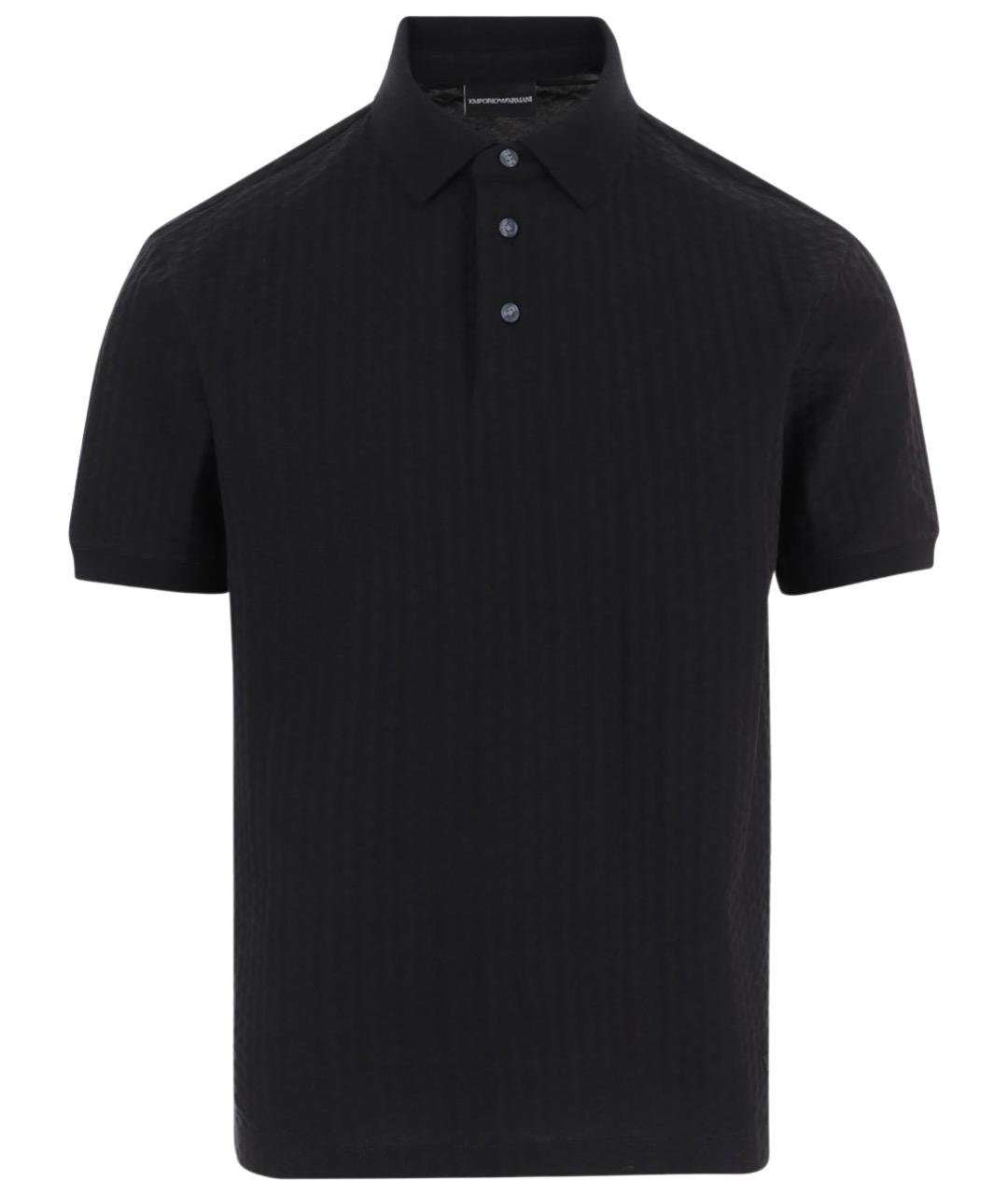 EMPORIO ARMANI Черное хлопковое поло с коротким рукавом, фото 1