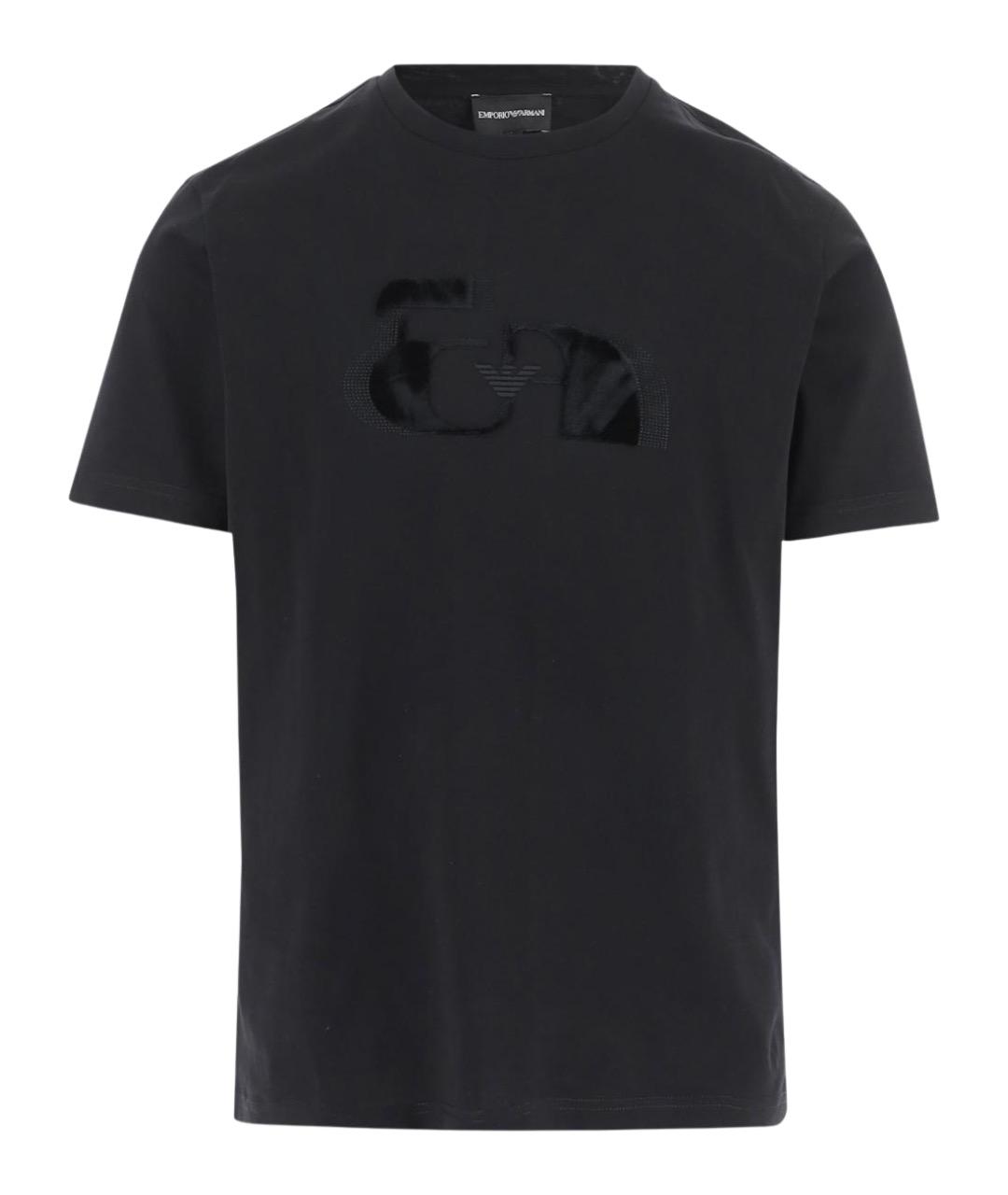 EMPORIO ARMANI Черная хлопковая футболка, фото 1