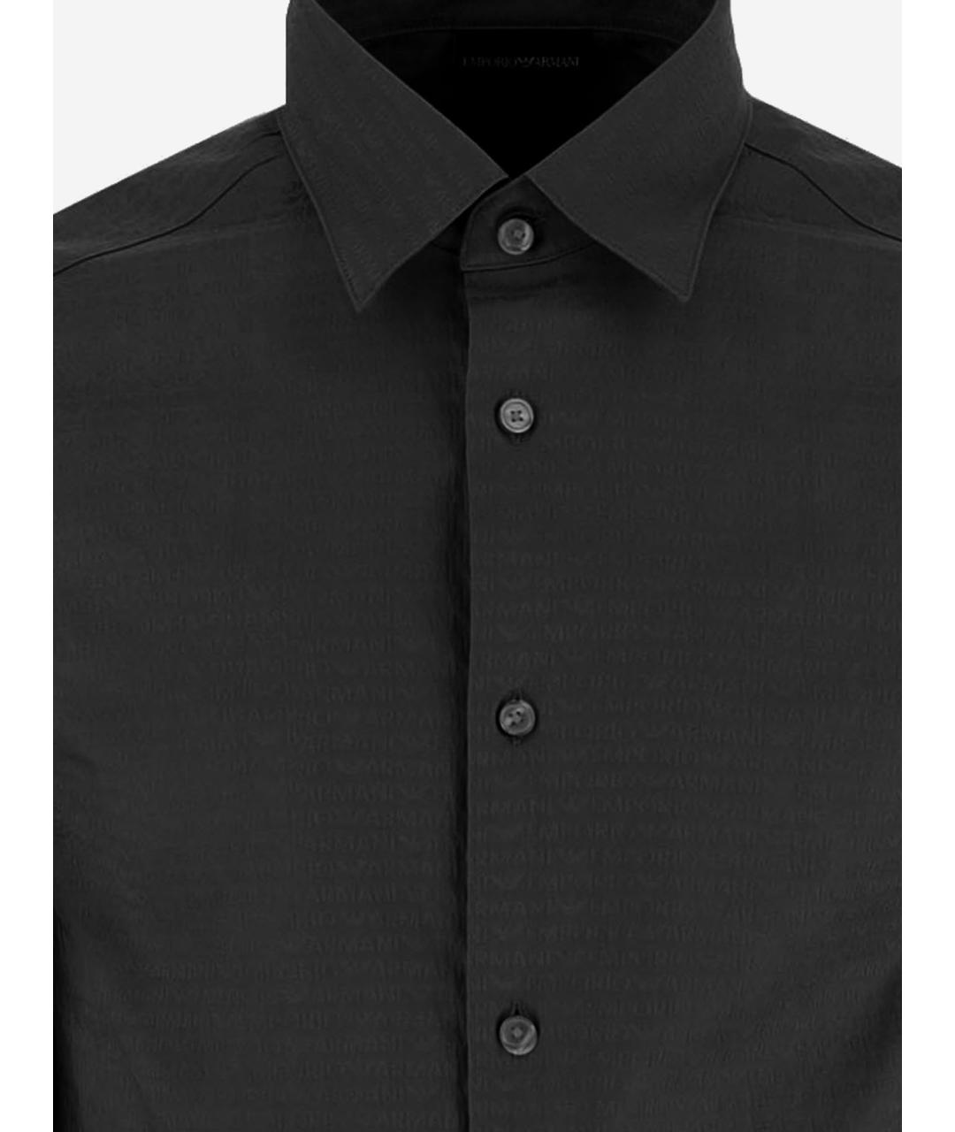 EMPORIO ARMANI Черная хлопковая классическая рубашка, фото 3