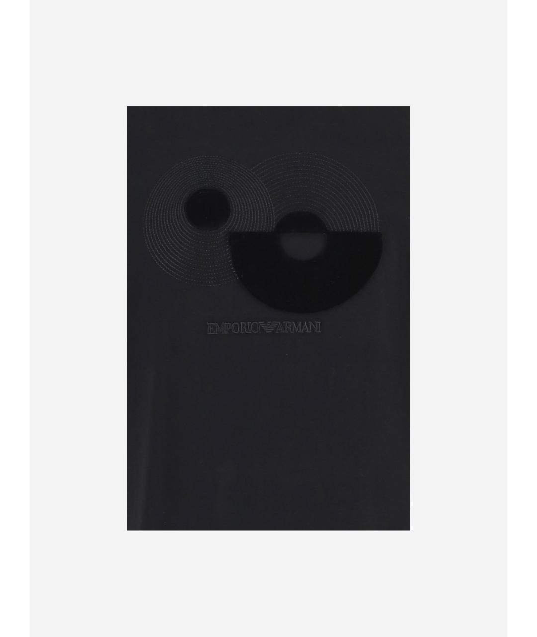 EMPORIO ARMANI Черная хлопковая футболка, фото 3