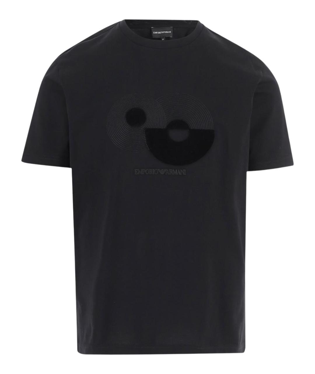 EMPORIO ARMANI Черная хлопковая футболка, фото 1