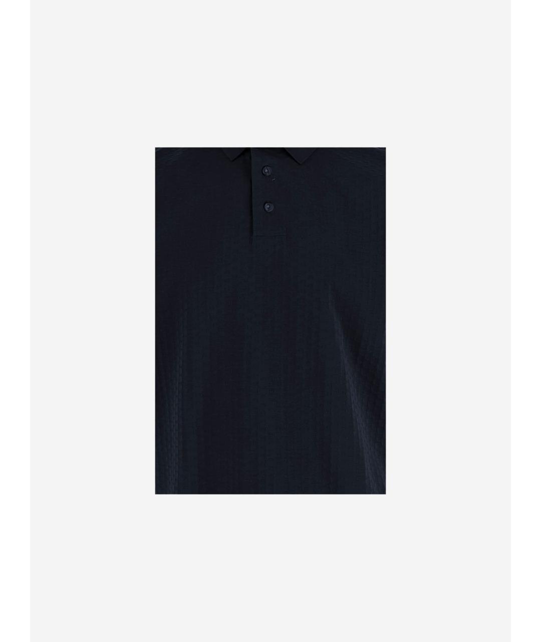 EMPORIO ARMANI Темно-синее хлопковое поло с коротким рукавом, фото 3