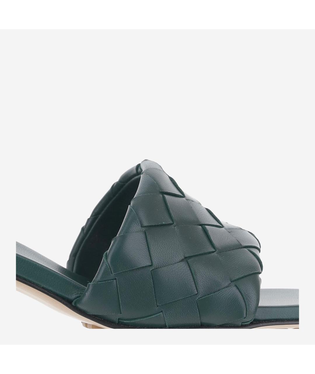 BOTTEGA VENETA Зеленые кожаные мюли, фото 4