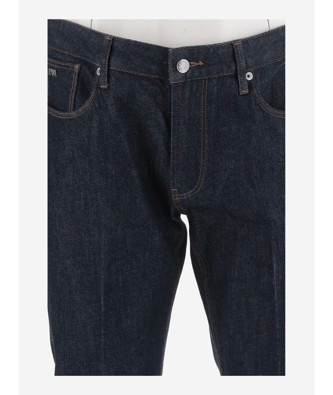 EMPORIO ARMANI Синие хлопковые прямые джинсы, фото 3
