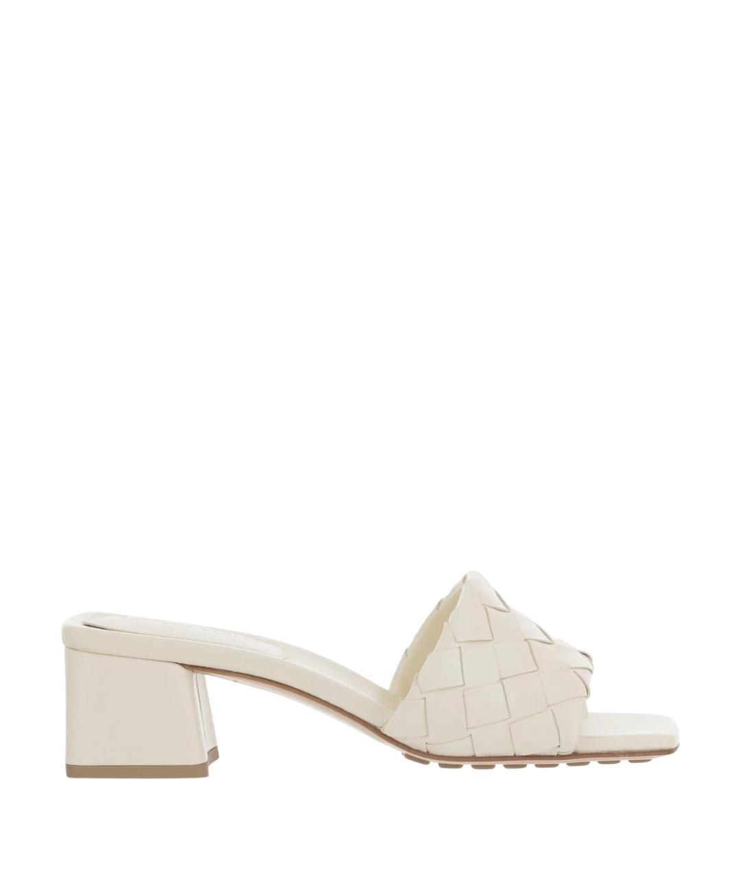 BOTTEGA VENETA Белые кожаные мюли, фото 1