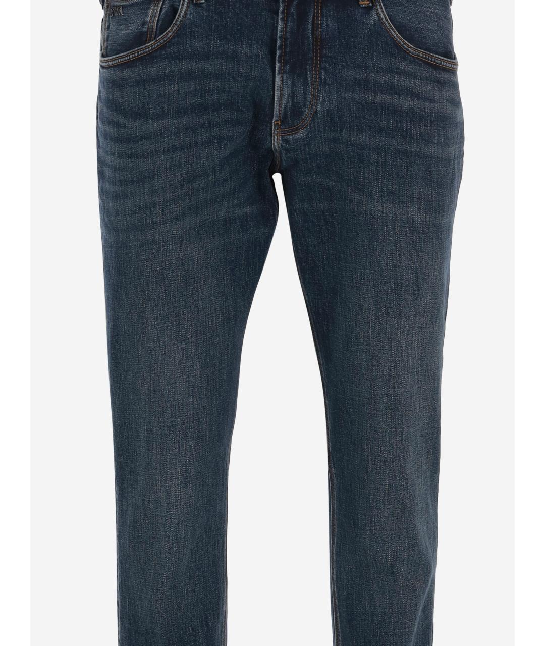 EMPORIO ARMANI Темно-синие хлопко-эластановые джинсы скинни, фото 3
