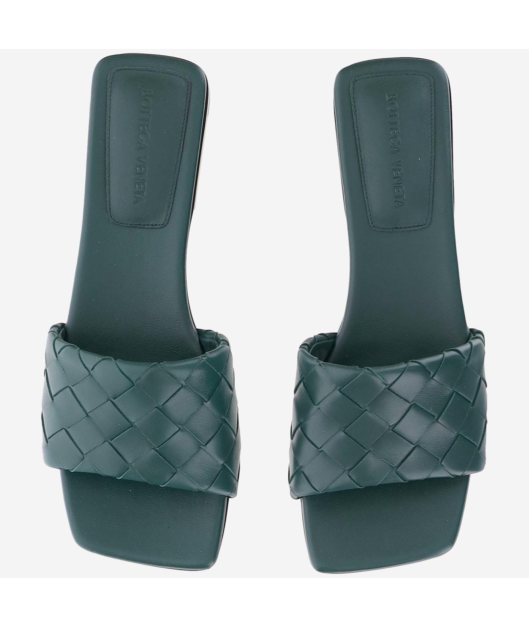 BOTTEGA VENETA Зеленые кожаные сандалии, фото 2
