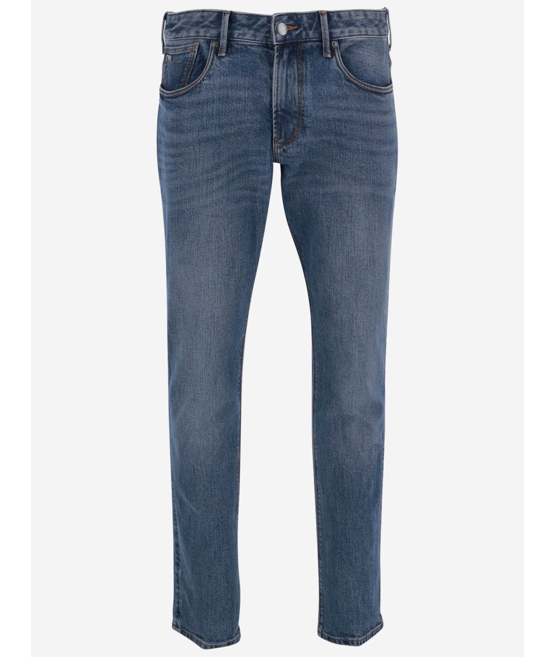 EMPORIO ARMANI Синие хлопко-эластановые джинсы скинни, фото 1