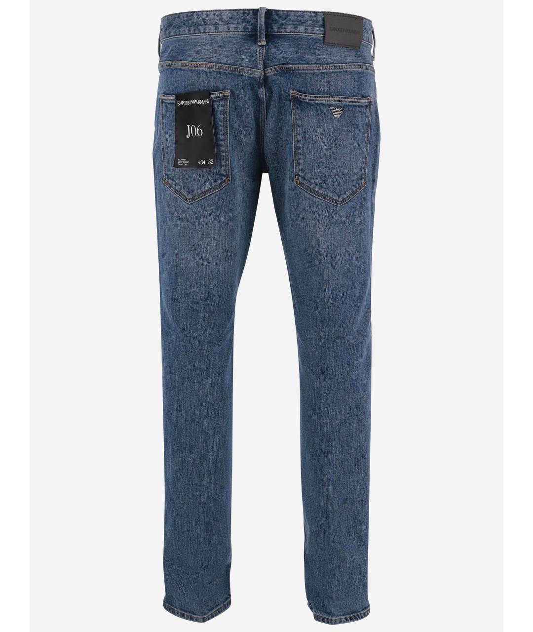 EMPORIO ARMANI Синие хлопко-эластановые джинсы скинни, фото 2