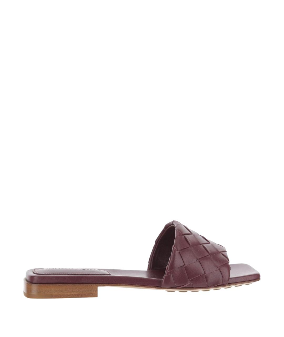 BOTTEGA VENETA Бордовые кожаные сандалии, фото 1