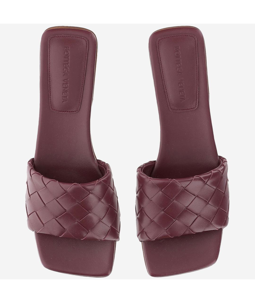 BOTTEGA VENETA Бордовые кожаные сандалии, фото 2