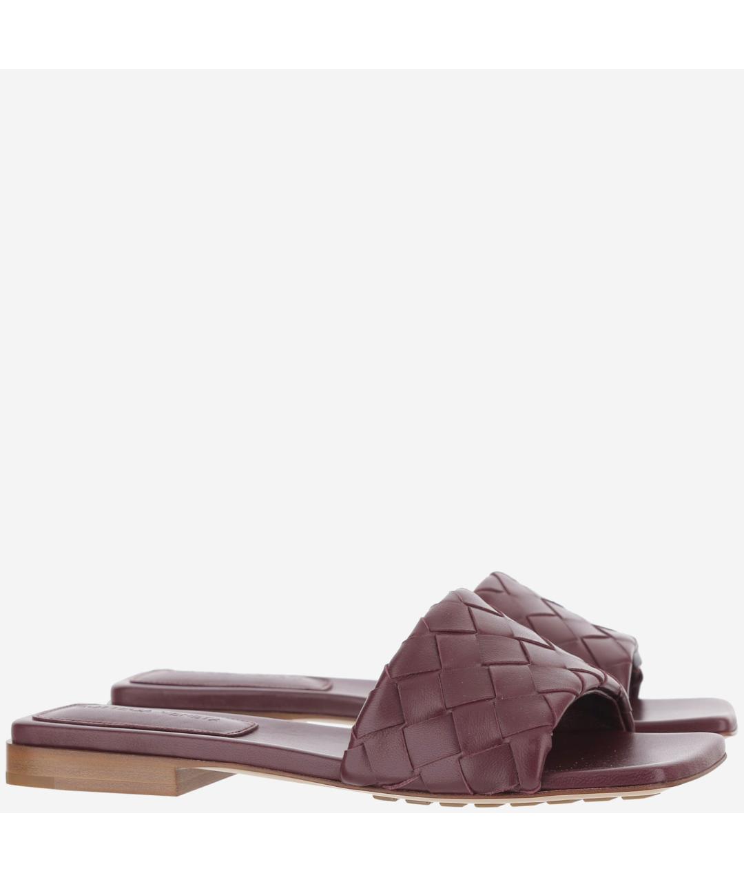 BOTTEGA VENETA Бордовые кожаные сандалии, фото 3