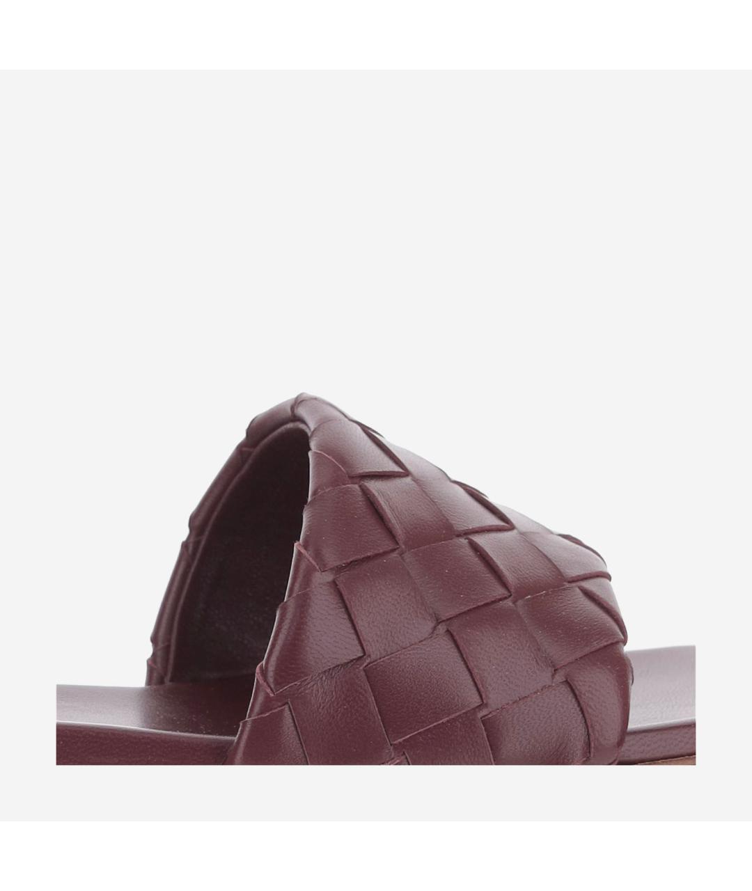 BOTTEGA VENETA Бордовые кожаные сандалии, фото 5
