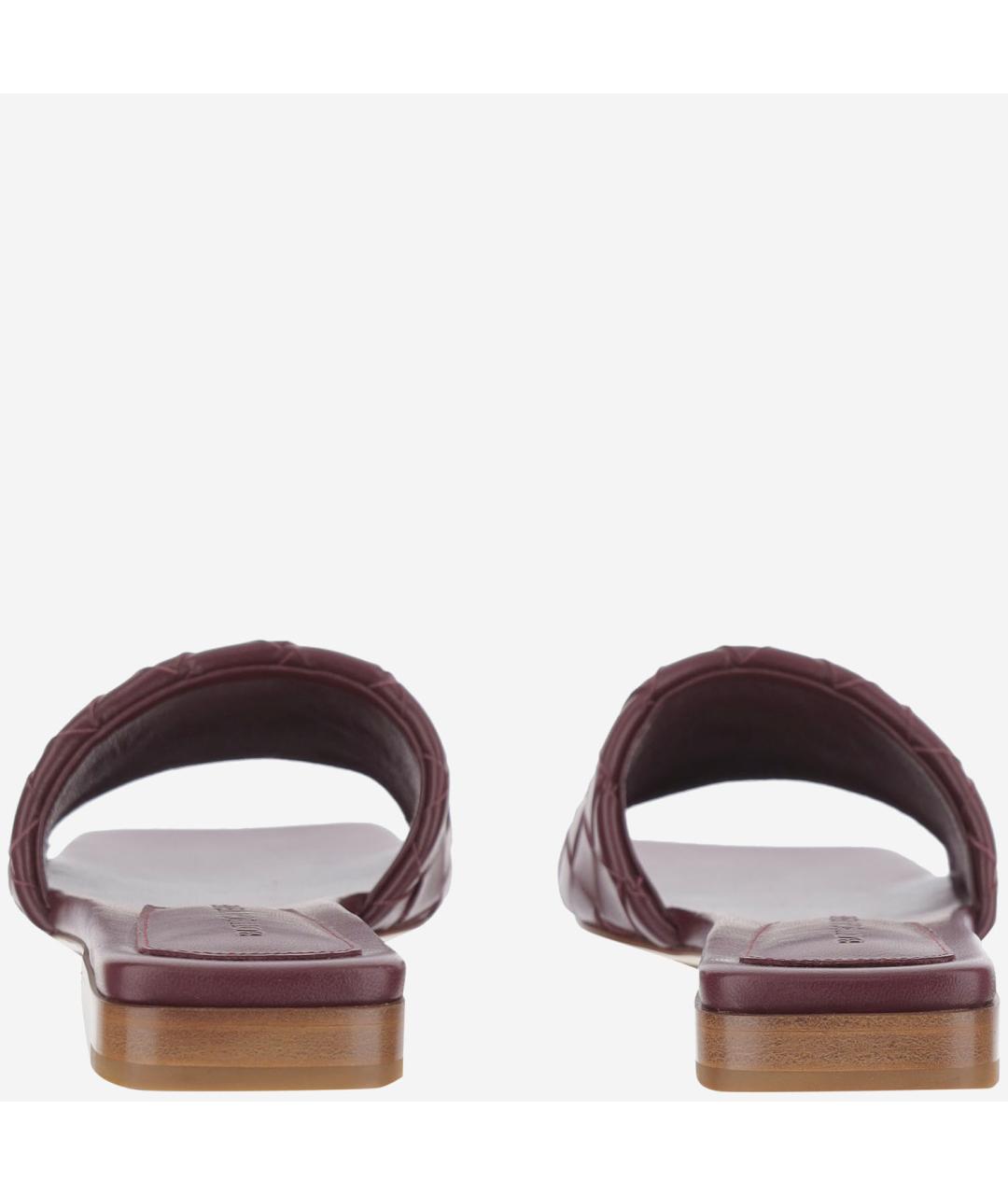 BOTTEGA VENETA Бордовые кожаные сандалии, фото 4