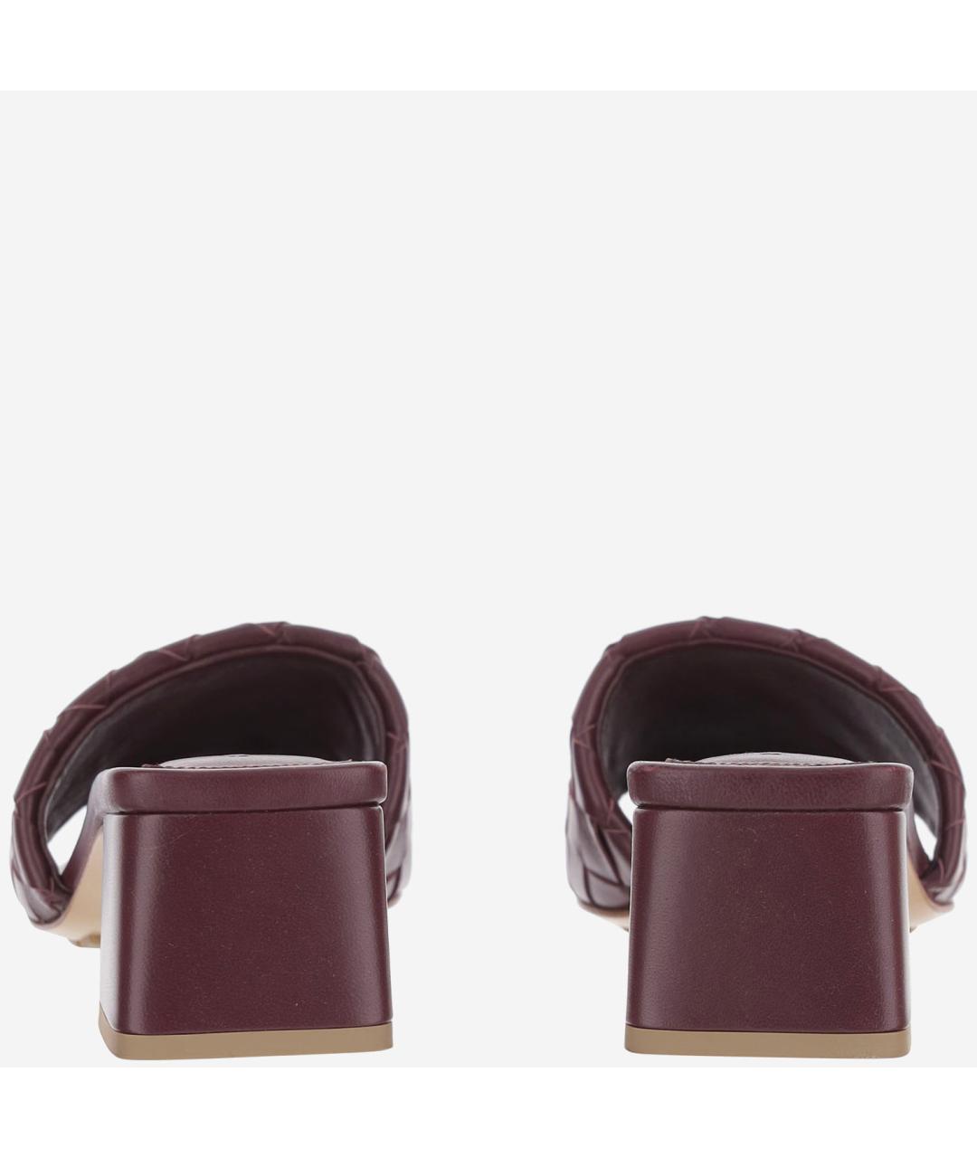 BOTTEGA VENETA Бордовые кожаные мюли, фото 3