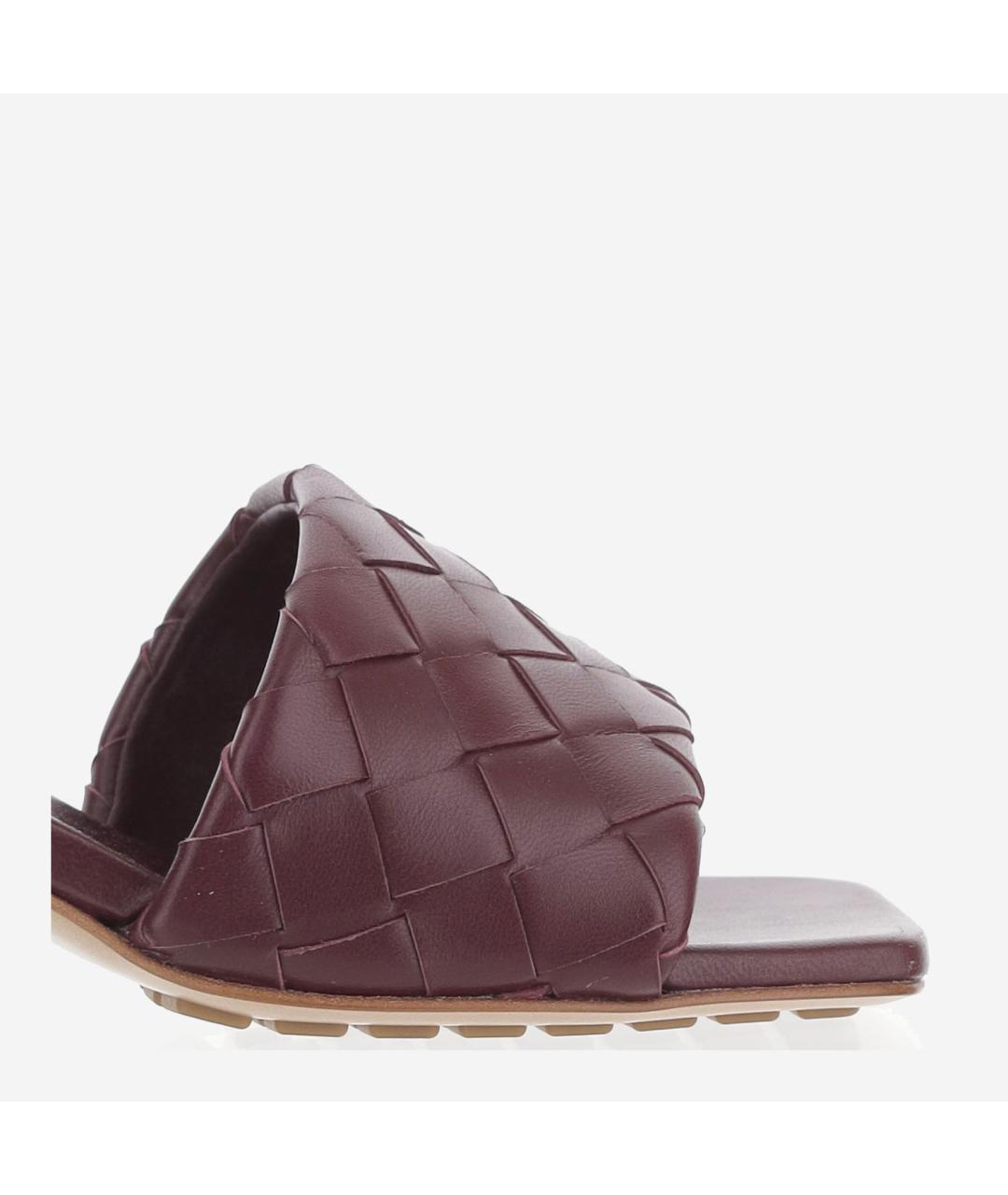 BOTTEGA VENETA Бордовые кожаные мюли, фото 4