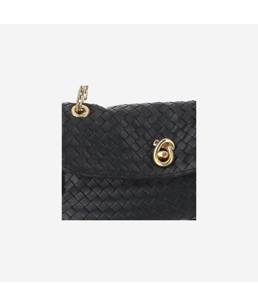 BOTTEGA VENETA Черная кожаная сумка через плечо, фото 4